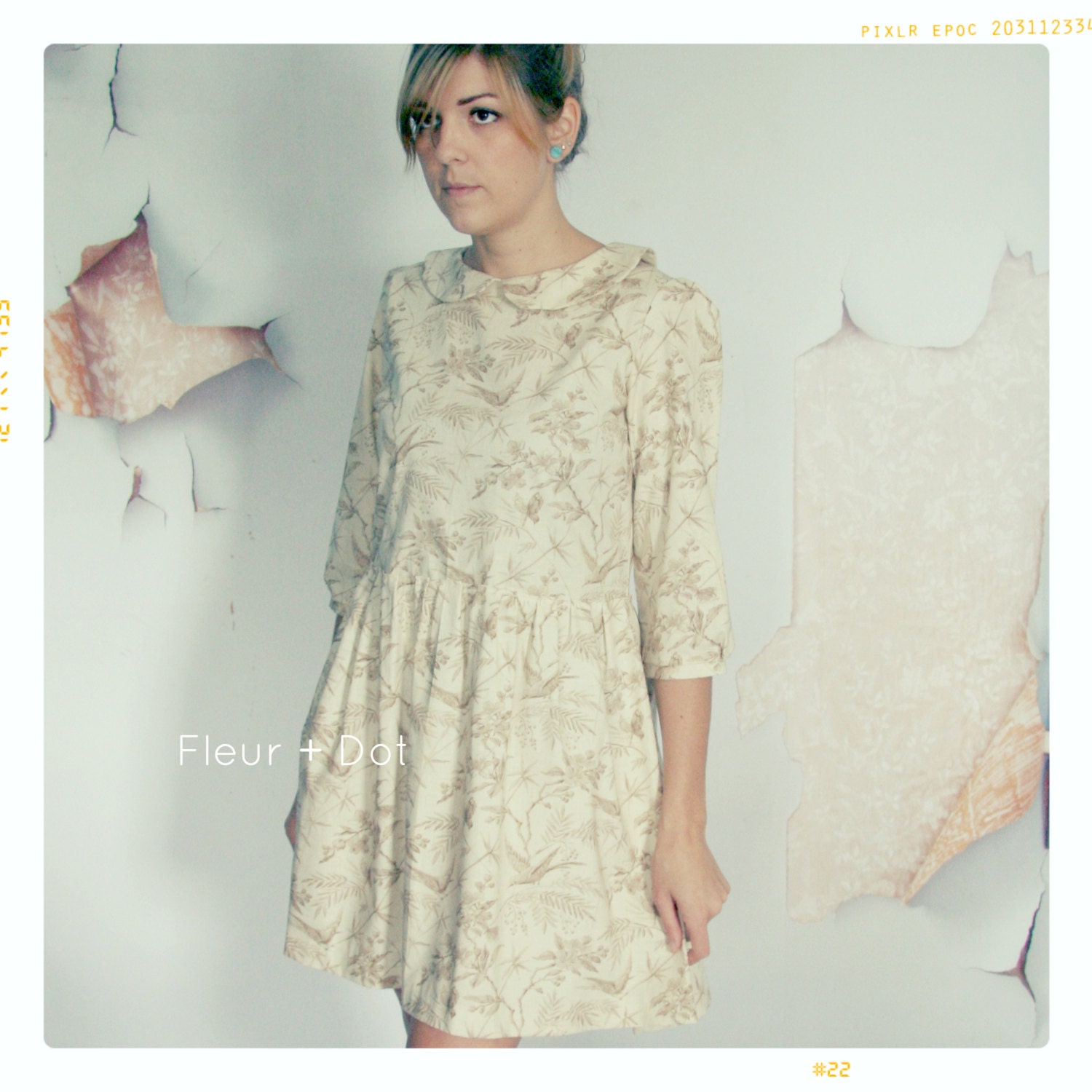 WOMENS Bird in Paradise Peter Pan Collar Dress with Full Skirt and Puff Sleeves from Fleur and Dot Spring Summer 13