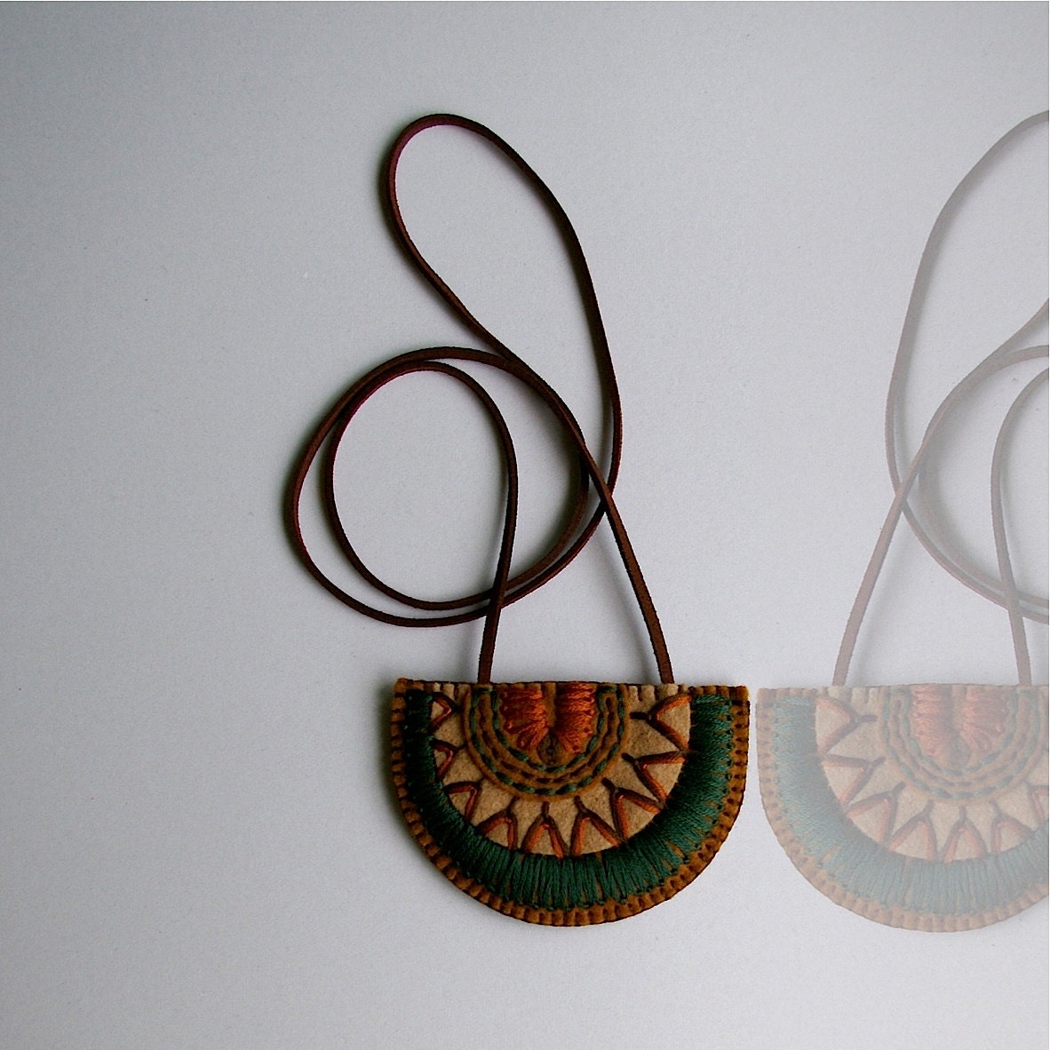 Wool Felt Necklace // Hand Embroidered // LoftFullOfGoodies