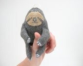 Sleepy Sloth, hand sewn felt soft sculpture