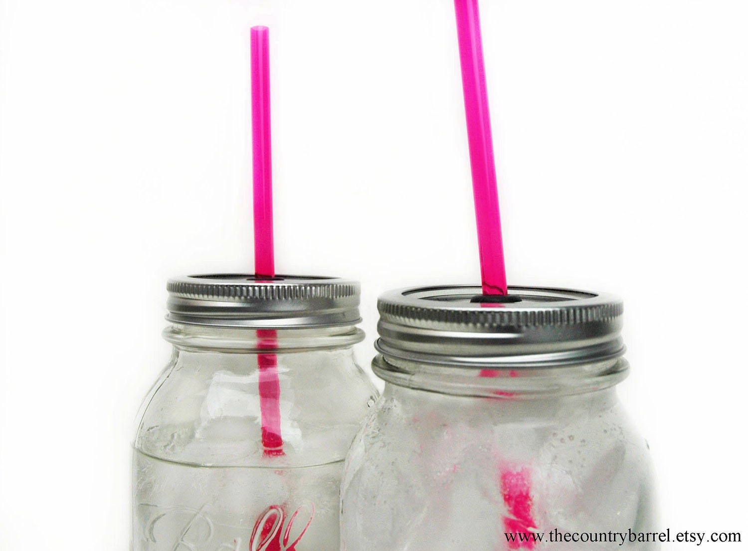 1 DIY Mason Jar To-Go Tumbler Lid with Reusable Straw - Pink - 9" Straw -  - Eco Friendly Gift - Iced Coffee To Go
