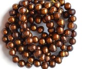 Freshwater Pearl Necklace, Chocolate Bronze Pearls, Potato Pearls, Double Strand