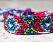 Crystal Studded Friendship Bracelet- Aqua, red, pink, clean