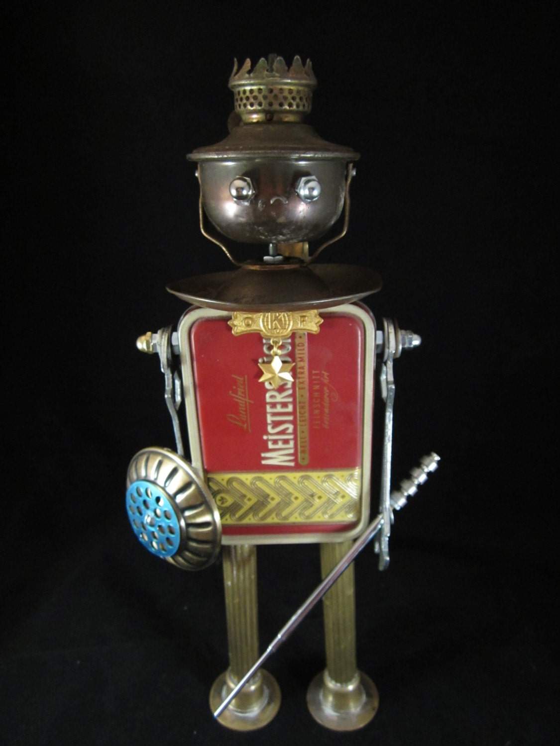 Meister Bot - found object robot sculpture assemblage