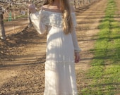 Off The Shoulder, Long Sleeve, Ivory, Vintage Wedding Dresses, lace - Mara