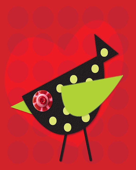 Birdy inspired Love. Original digital illustration - Digital Art print - 8x10 Wall decor - Mixed media by Les Petits Buttons