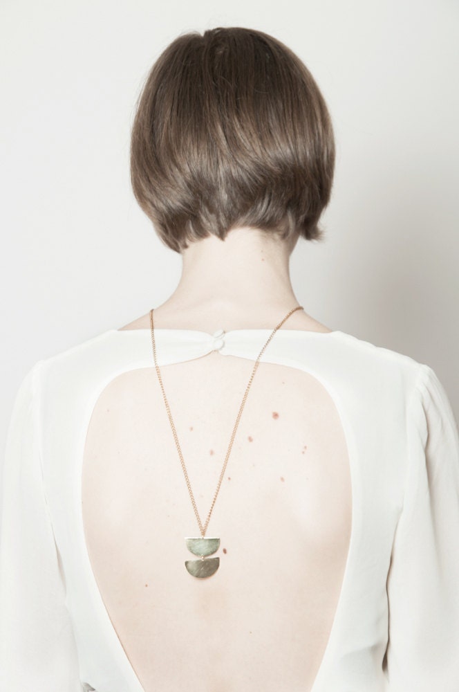 Halfmoon Stacked Brass Necklace