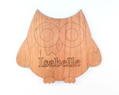 extra large personalized owl WALL HANGING - all natural woodland nursery decor for baby boy or girl - homegrown organic finish