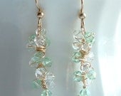 Mint Green Earrings Sparkly Crystal