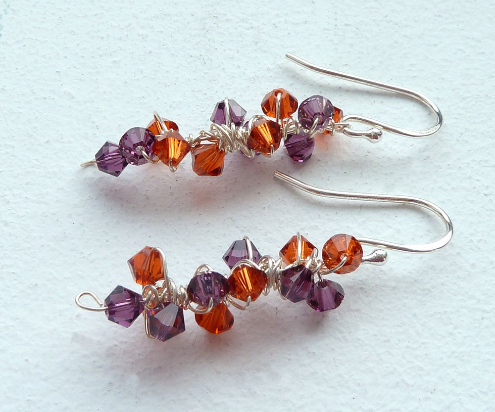Purple Orange Earrings Vibrant
