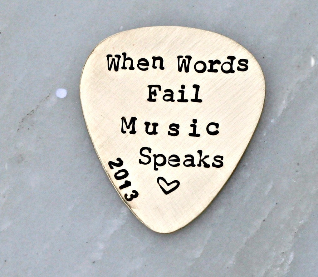 Personalized Guitar Pick Brass Hand Stamped Music Lovers Gift for Him