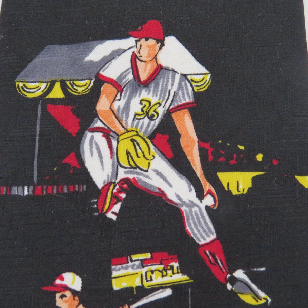 Vintage Men's BASEBALL Necktie Tie by Florence Silk Co.- Baseball Players Umpires Batters Father's Day Graduation Gift