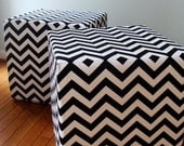 pouf  ottoman floor pouf modern black and white chevron ottoman/ seating/unique side table one of a kind piece