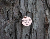 Rescue Mom Pendant, Hand Stamped Pendant, Pendant, Word Pendant, Hand Stamped Metal