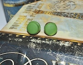 Sweet Treats Collection. Matcha Chocolate Macaron Earring Studs. Nickel Free Earrings.