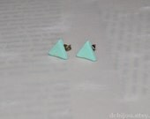 Geometric Earrings. Mint Green Triangles.