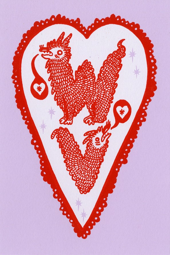 West Virginia Valentine Postcard (screenprint) 2 pack