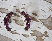 Vintage 1930's 40's Coro Signed Purple Gemstone Earring Cuffs Ear Cuff