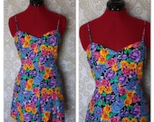 Vintage Floral Play Suit Romper Short Set S/M