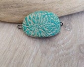 Growing in my garden  ceramic bracelet focal in turquoise