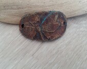 Bracelet focal ceramic art bead with Fossil style Dragonfly in rusty look with patina