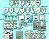 Little Man Decorations- Printable Little Man Mustache Birthday Party Decorations-Mustache Birthday Party PDF/JPEG