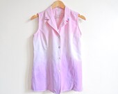 Ombre sleeveless shirt . pink white lilac . altered vintage . Camaïeu