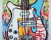 Beatles,Sgt. Peppers, Paul McCartney Rickenbacker Bass Guitar Painting