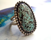 Nimbus Ring in Sterling Silver and Natural Turquoise // Size 5.25