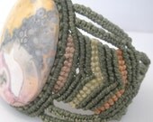 Macrame Adjustable Bracelet with a Natural Mexican Chalcedony Stone - one of a kind