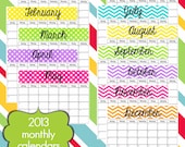 2013 polka dot & chevron monthly calendar PDF document