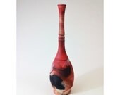 Saggar Vase in orange white pink black and red