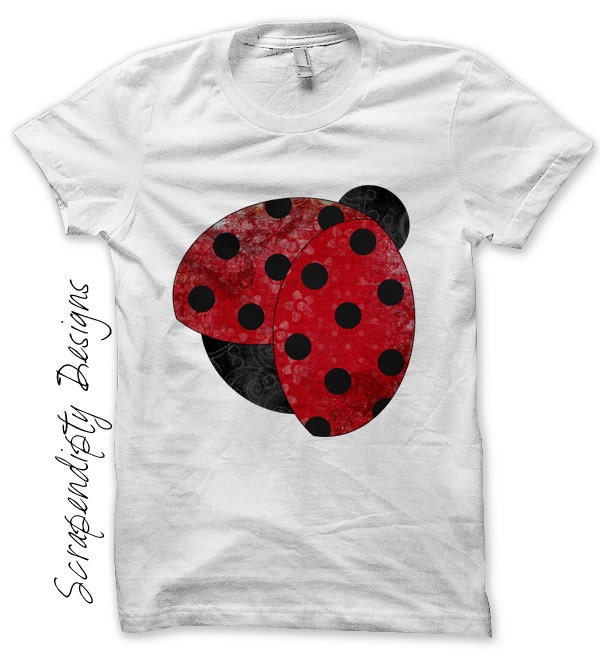 Ladybug Iron on Shirt PDF - Garden Iron on Transfer / Kids Girls Clothing Tops / Ladybug Shirt / Baby Shower Gift / Toddler Clothes IT201