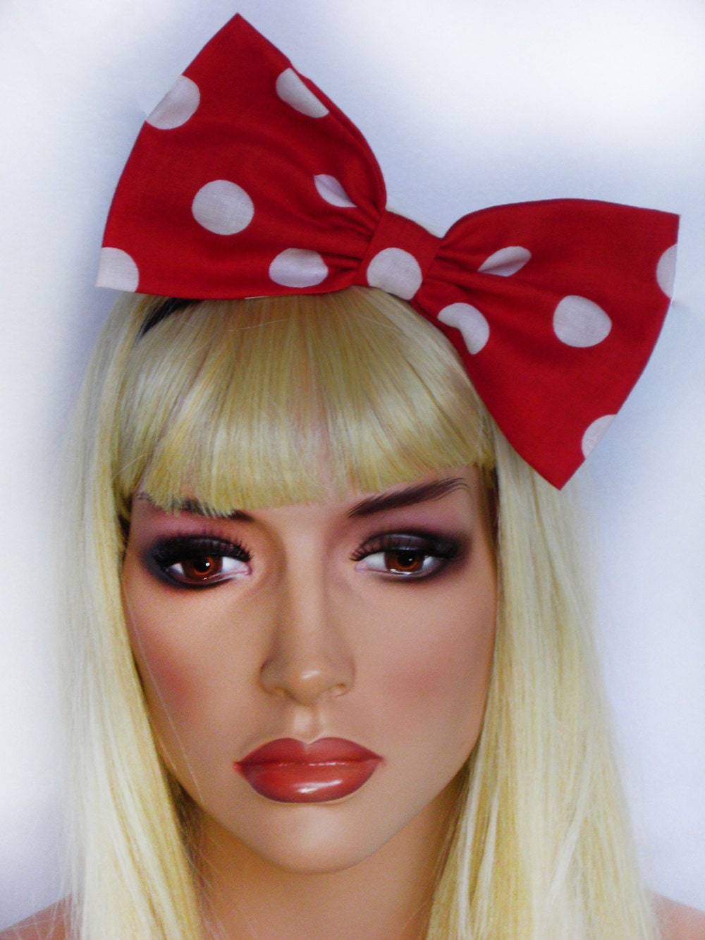 Red Minnie Mouse Bow Headband Red Minnie Mouse Headband Bow Red Minnie Bow Red Hair Bow Red Bow Polkadots bow polka dots bow