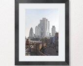 Shoreditch Church and Broadgate Tower from Hoxton Station fine art print 25 x 27 cm