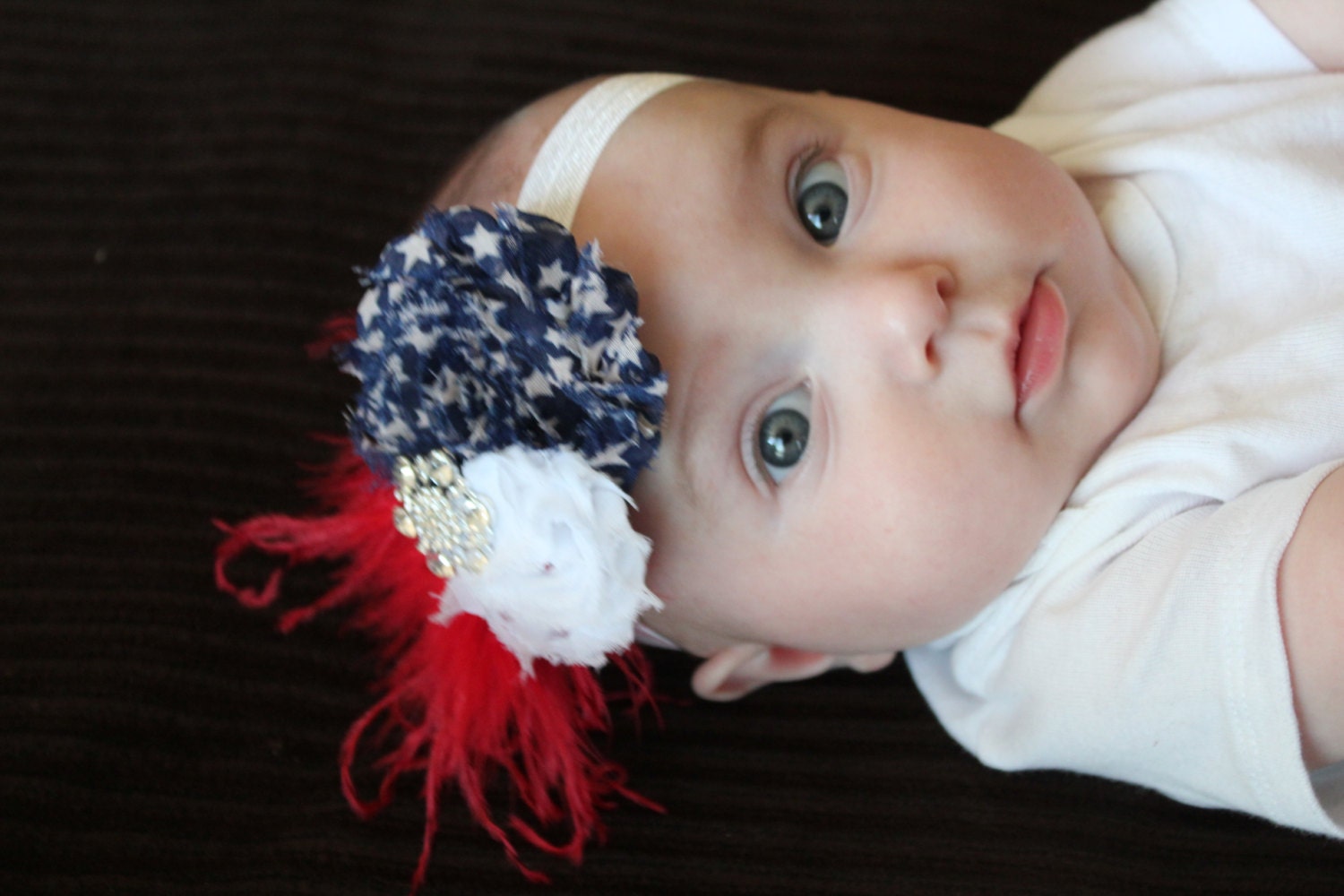 4th of July Flower Headband - Flower Headband - Red White and Blue Hair - Baby Headband