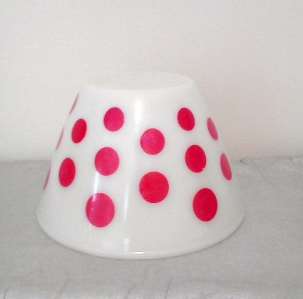 Vintage Fire King Red Polka Dot Mixing Bowl