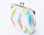Feather Coin Purse, Vegan Wallet, Handmade Change Purse, Pastel Colors