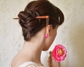 The English Rose 2- Pink gold tribal boho hair stick kanzashi