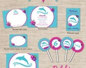 Personalized dolphin party package - dolphin party printables