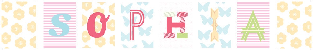 For Sophia, a Colourful Personalised Paper Bunting Set for a bedroom or nursery