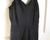 1950s Swimsuit / Rose Marie Reid Black One Piece Bombshell Bathing Suit Draped Sheath / M L