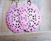 Pink Hand Painted Filigree Earrings