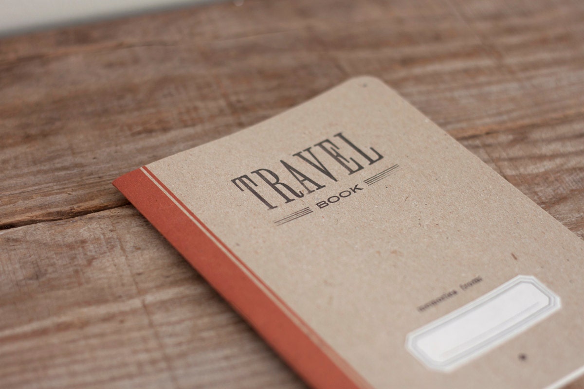 TRAVEL BOOK - ocre - letterpress printed notebook - vintage design