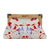 COLORFUL  WOOD CLUTCH, purple & red