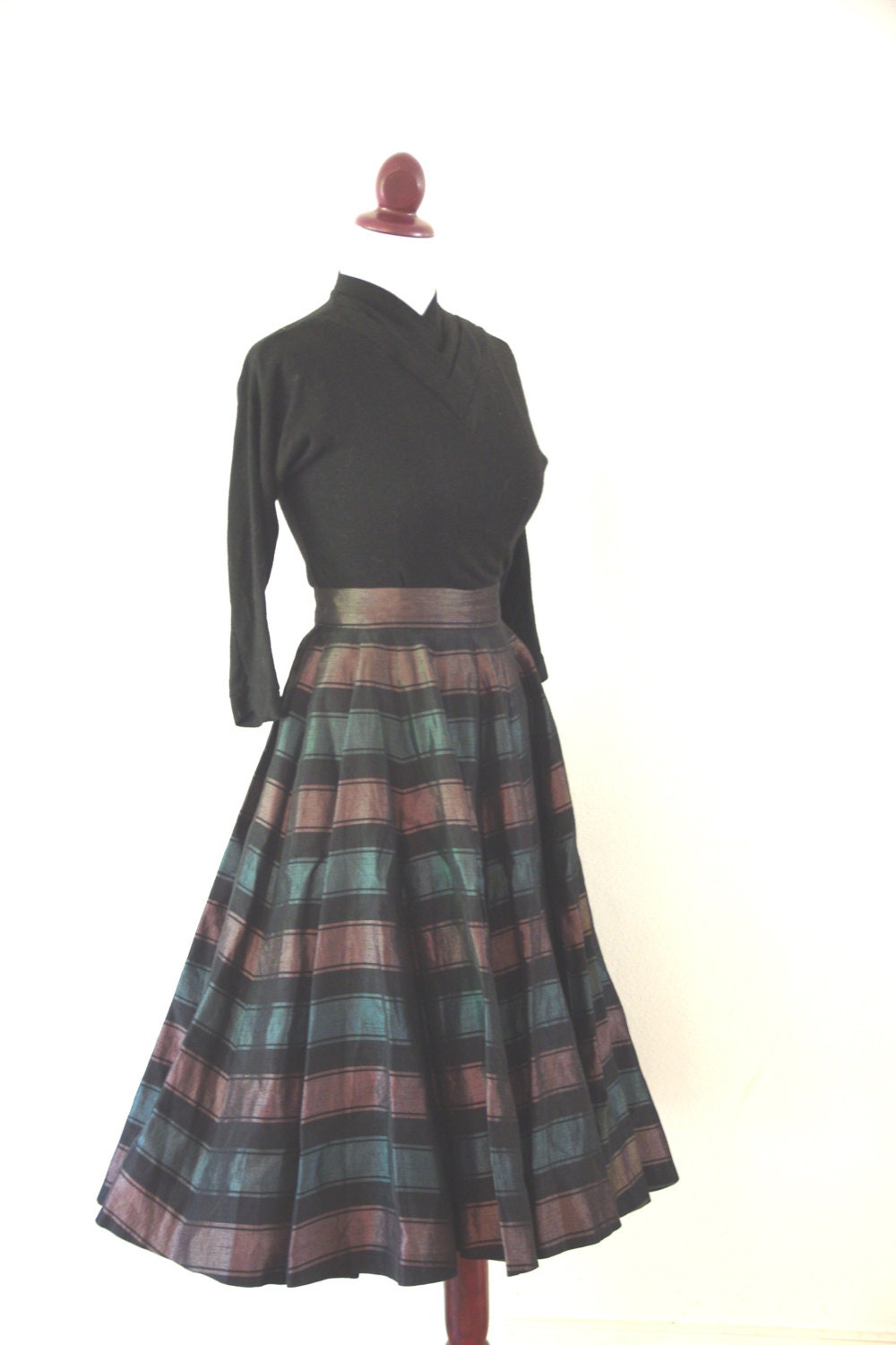 Vintage 1950s Striped Taffeta Circle Skirt
