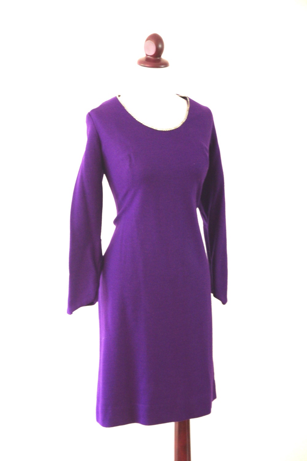 Vintage 1960s Purple Rhinestone Dress