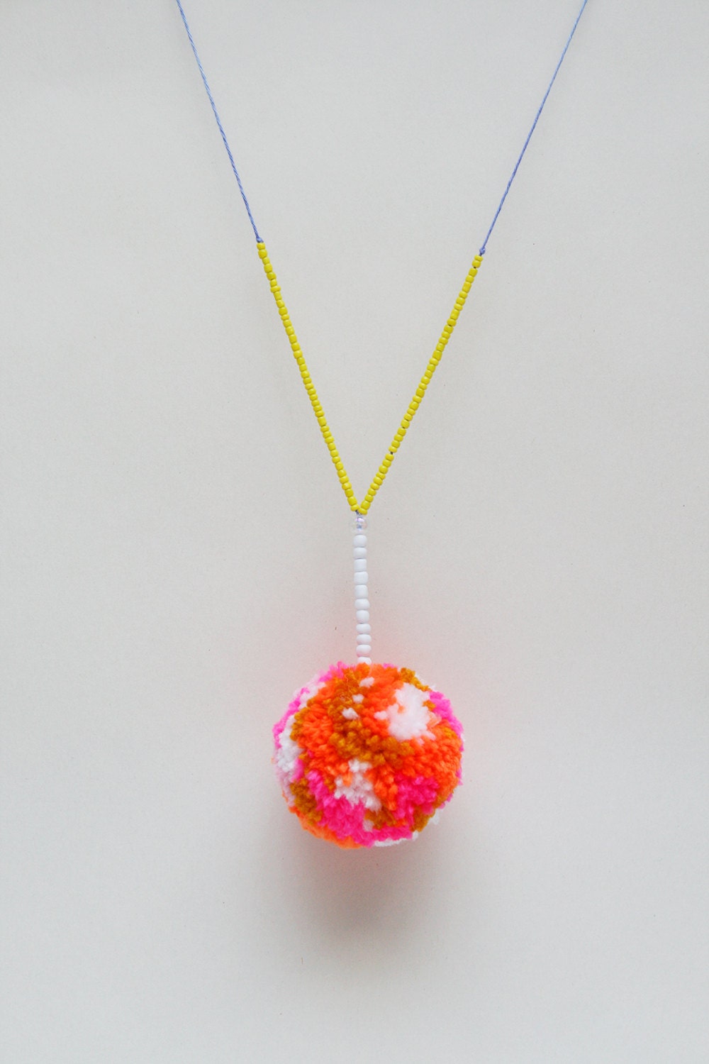 Colourful Pom Pom Necklace - one of a kind