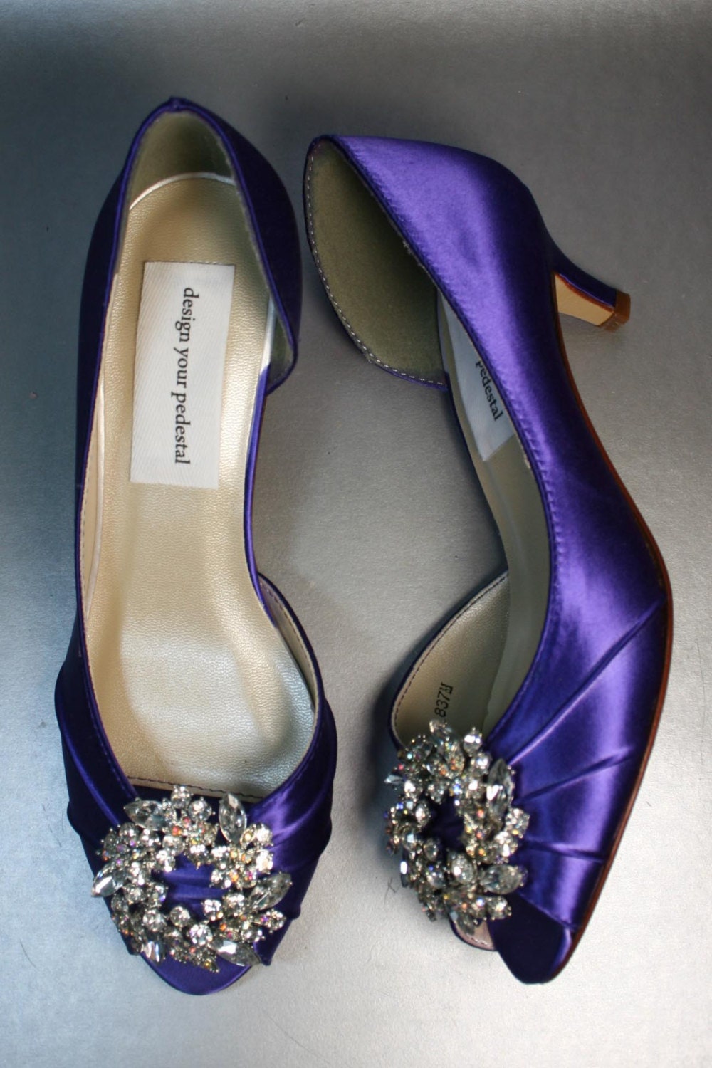 NEW STYLE SALE Wedding Shoes -- Grape Purple Peeptoes with Silver Rhinestone Adornment