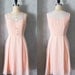 PETIT JARDIN - PEACH Apricot dress with white lace neckline // retro // vintage inspired // pleated skirt // bridesmaid dress // garden