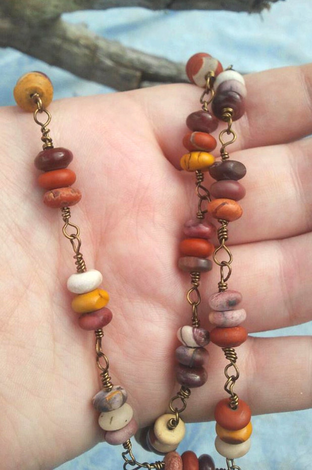 Moukaite Jasper Wire Wrapped Necklace